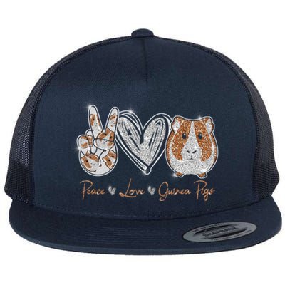 Peace Love Guinea Pigs Gift For Guinea Pigs Lover Gift Flat Bill Trucker Hat