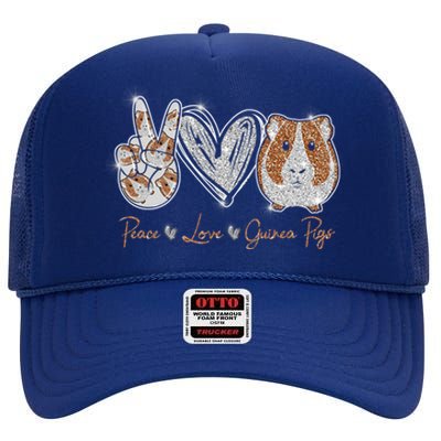 Peace Love Guinea Pigs Gift For Guinea Pigs Lover Gift High Crown Mesh Back Trucker Hat