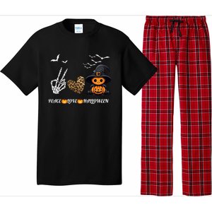 Peace Love Halloween Cute Peace Love Funny Halloween Great Gift Pajama Set