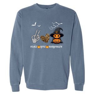 Peace Love Halloween Cute Peace Love Funny Halloween Great Gift Garment-Dyed Sweatshirt