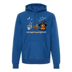 Peace Love Halloween Cute Peace Love Funny Halloween Great Gift Premium Hoodie