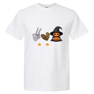 Peace Love Halloween Cute Peace Love Funny Halloween Great Gift Garment-Dyed Heavyweight T-Shirt