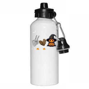 Peace Love Halloween Cute Peace Love Funny Halloween Great Gift Aluminum Water Bottle