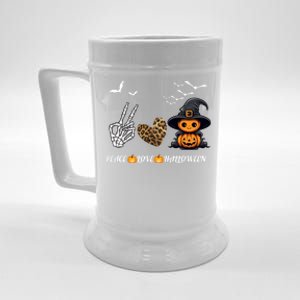 Peace Love Halloween Cute Peace Love Funny Halloween Great Gift Beer Stein