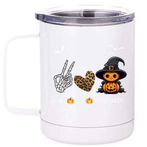 Peace Love Halloween Cute Peace Love Funny Halloween Great Gift 12 oz Stainless Steel Tumbler Cup