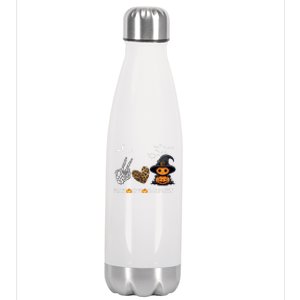 Peace Love Halloween Cute Peace Love Funny Halloween Great Gift Stainless Steel Insulated Water Bottle