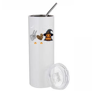 Peace Love Halloween Cute Peace Love Funny Halloween Great Gift Stainless Steel Tumbler