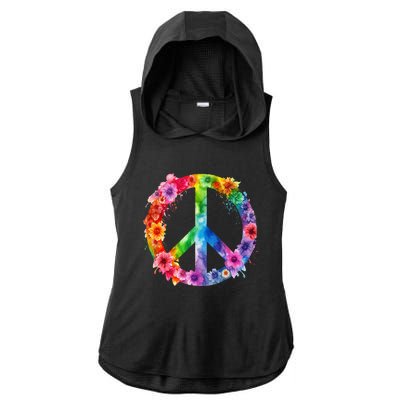 PEACE Love Hippie SIGN LOVE Flower World Peace Day Ladies PosiCharge Tri-Blend Wicking Draft Hoodie Tank