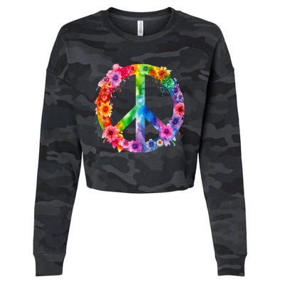 PEACE Love Hippie SIGN LOVE Flower World Peace Day Cropped Pullover Crew