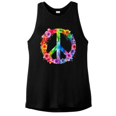 PEACE Love Hippie SIGN LOVE Flower World Peace Day Ladies PosiCharge Tri-Blend Wicking Tank