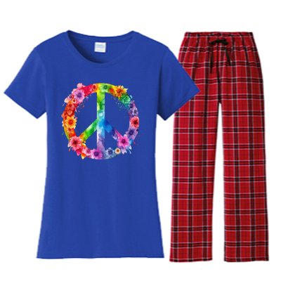 PEACE Love Hippie SIGN LOVE Flower World Peace Day Women's Flannel Pajama Set