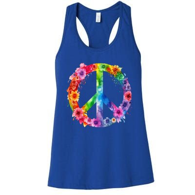 PEACE Love Hippie SIGN LOVE Flower World Peace Day Women's Racerback Tank