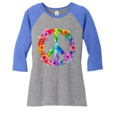 PEACE Love Hippie SIGN LOVE Flower World Peace Day Women's Tri-Blend 3/4-Sleeve Raglan Shirt