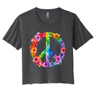 PEACE Love Hippie SIGN LOVE Flower World Peace Day Women's Crop Top Tee