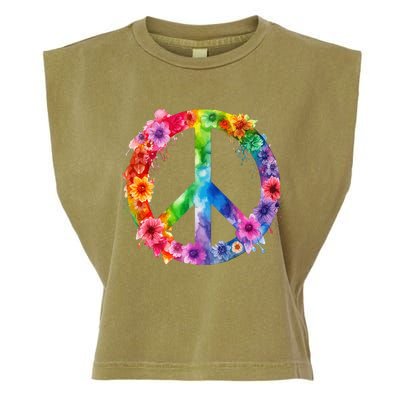 PEACE Love Hippie SIGN LOVE Flower World Peace Day Garment-Dyed Women's Muscle Tee