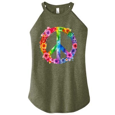 PEACE Love Hippie SIGN LOVE Flower World Peace Day Women's Perfect Tri Rocker Tank