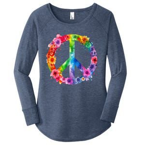 PEACE Love Hippie SIGN LOVE Flower World Peace Day Women's Perfect Tri Tunic Long Sleeve Shirt