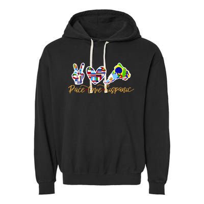 Peace Love Hispanic Heritage Month Garment-Dyed Fleece Hoodie