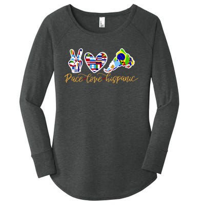 Peace Love Hispanic Heritage Month Women's Perfect Tri Tunic Long Sleeve Shirt