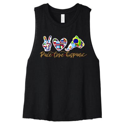 Peace Love Hispanic Heritage Month Women's Racerback Cropped Tank