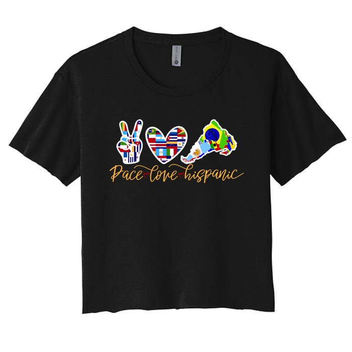 Peace Love Hispanic Heritage Month Women's Crop Top Tee