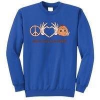 Peace Love Halloween Cute Skeleton Hand Hippie Pumpkin Retro Gift Sweatshirt