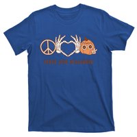 Peace Love Halloween Cute Skeleton Hand Hippie Pumpkin Retro Gift T-Shirt