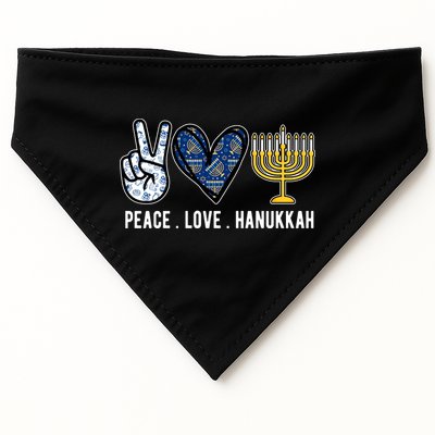 Peace Love Hanukkah Jewish Holiday Gift USA-Made Doggie Bandana