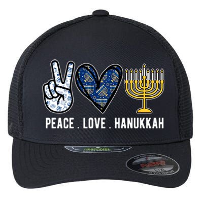 Peace Love Hanukkah Jewish Holiday Gift Flexfit Unipanel Trucker Cap