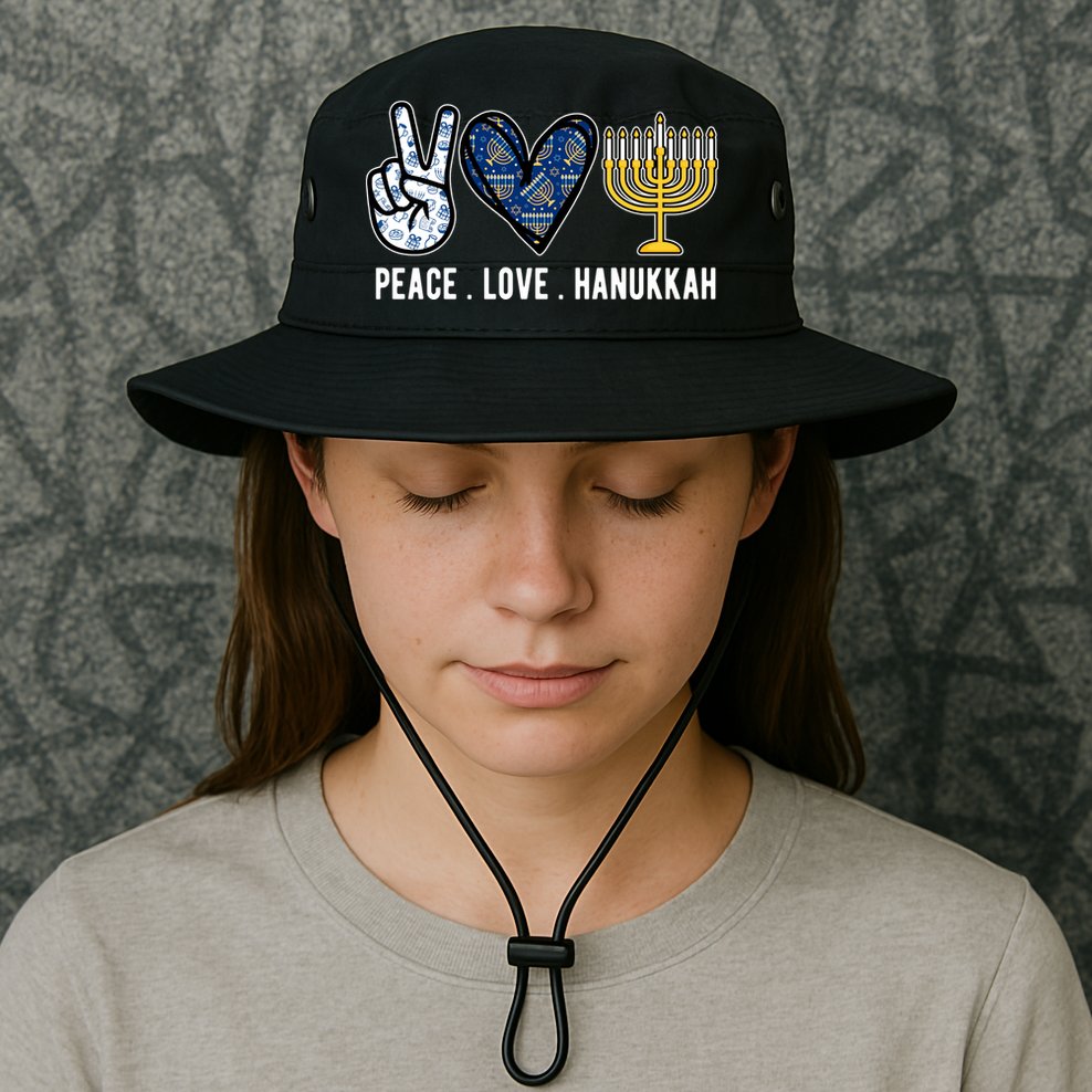 Peace Love Hanukkah Jewish Holiday Gift Bucket Hat