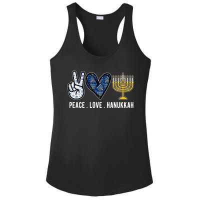 Peace Love Hanukkah Jewish Holiday Gift Ladies PosiCharge Competitor Racerback Tank