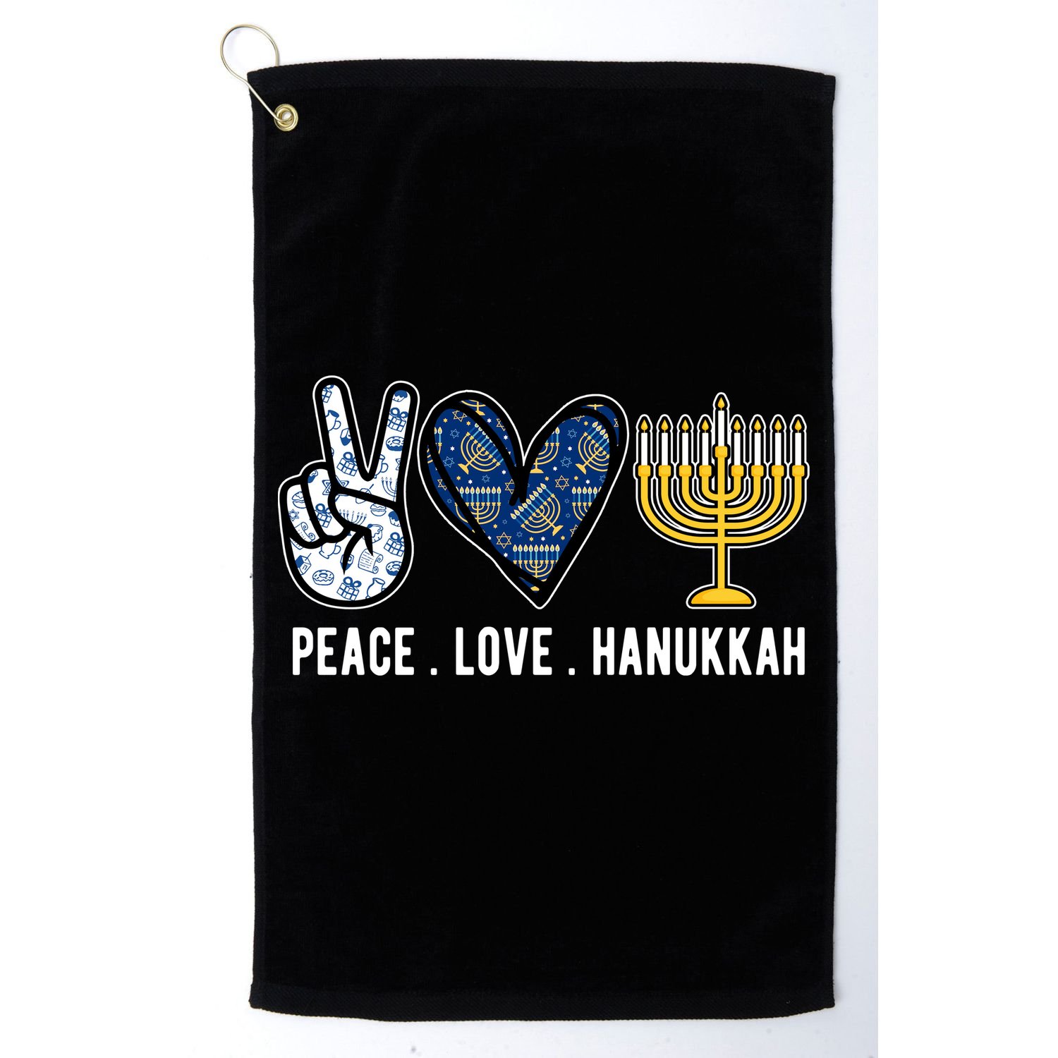 Peace Love Hanukkah Jewish Holiday Gift Golf Towel