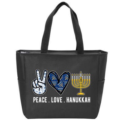 Peace Love Hanukkah Jewish Holiday Gift Zip Tote Bag