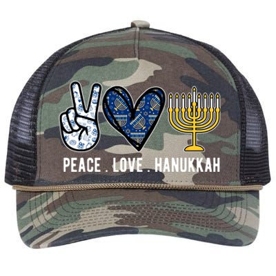 Peace Love Hanukkah Jewish Holiday Gift Retro Rope Trucker Hat Cap