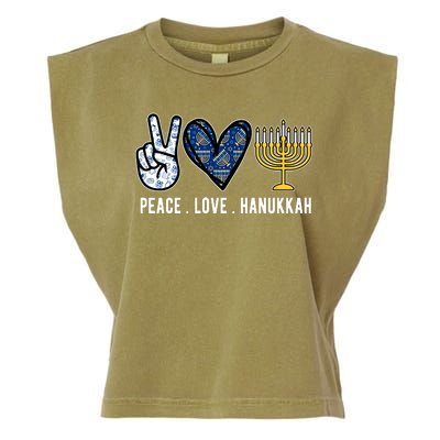 Peace Love Hanukkah Jewish Holiday Gift Garment-Dyed Women's Muscle Tee