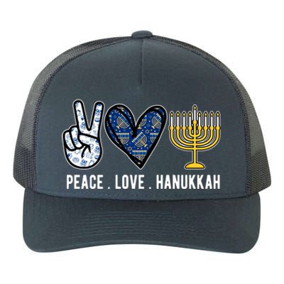 Peace Love Hanukkah Jewish Holiday Gift Yupoong Adult 5-Panel Trucker Hat