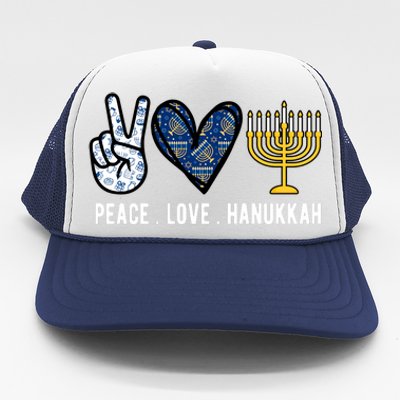 Peace Love Hanukkah Jewish Holiday Gift Trucker Hat