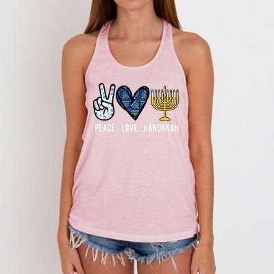 Peace Love Hanukkah Jewish Holiday Gift Women's Knotted Racerback Tank