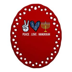 Peace Love Hanukkah Jewish Holiday Gift Ceramic Oval Ornament