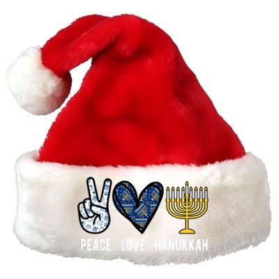 Peace Love Hanukkah Jewish Holiday Gift Premium Christmas Santa Hat