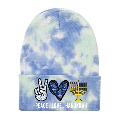 Peace Love Hanukkah Jewish Holiday Gift Tie Dye 12in Knit Beanie