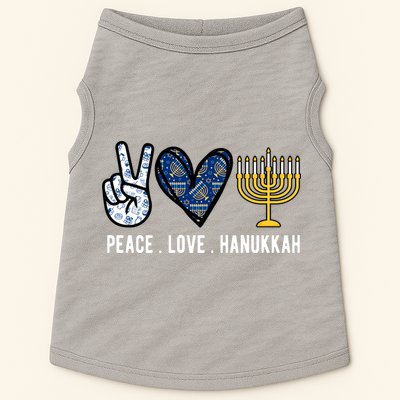 Peace Love Hanukkah Jewish Holiday Gift Doggie Tank
