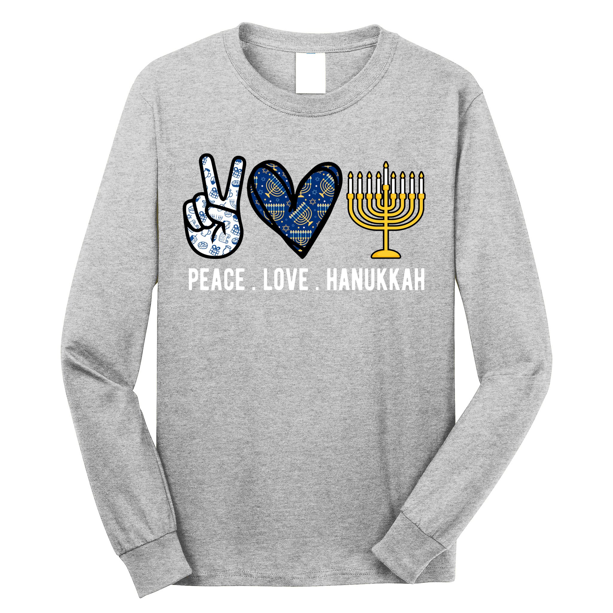 Peace Love Hanukkah Jewish Holiday Gift Long Sleeve Shirt
