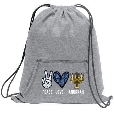 Peace Love Hanukkah Jewish Holiday Gift Sweatshirt Cinch Pack Bag