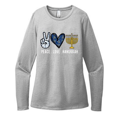 Peace Love Hanukkah Jewish Holiday Gift Womens CVC Long Sleeve Shirt