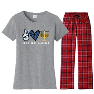 Peace Love Hanukkah Jewish Holiday Gift Women's Flannel Pajama Set