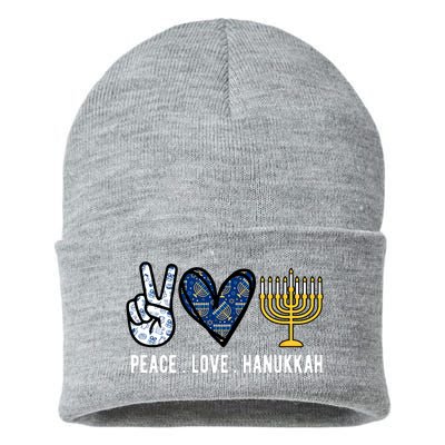 Peace Love Hanukkah Jewish Holiday Gift Sustainable Knit Beanie