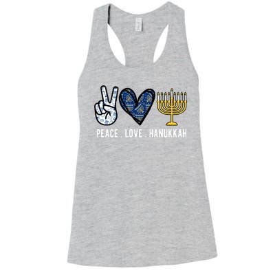 Peace Love Hanukkah Jewish Holiday Gift Women's Racerback Tank