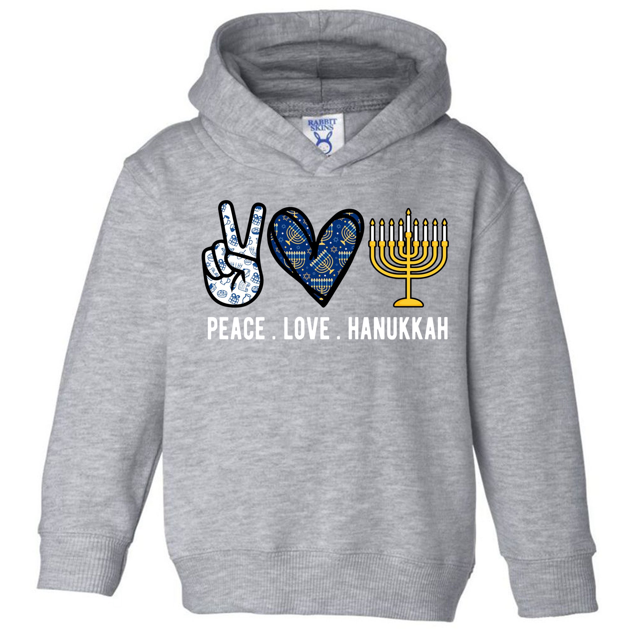 Peace Love Hanukkah Jewish Holiday Gift Toddler Hoodie