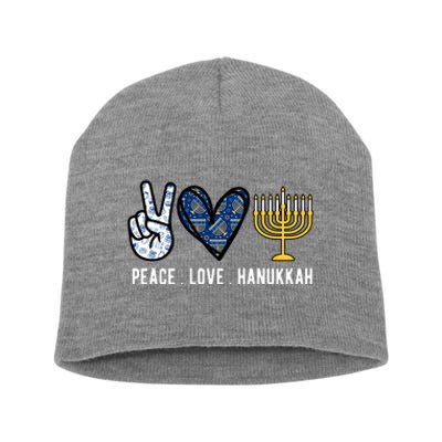 Peace Love Hanukkah Jewish Holiday Gift Short Acrylic Beanie